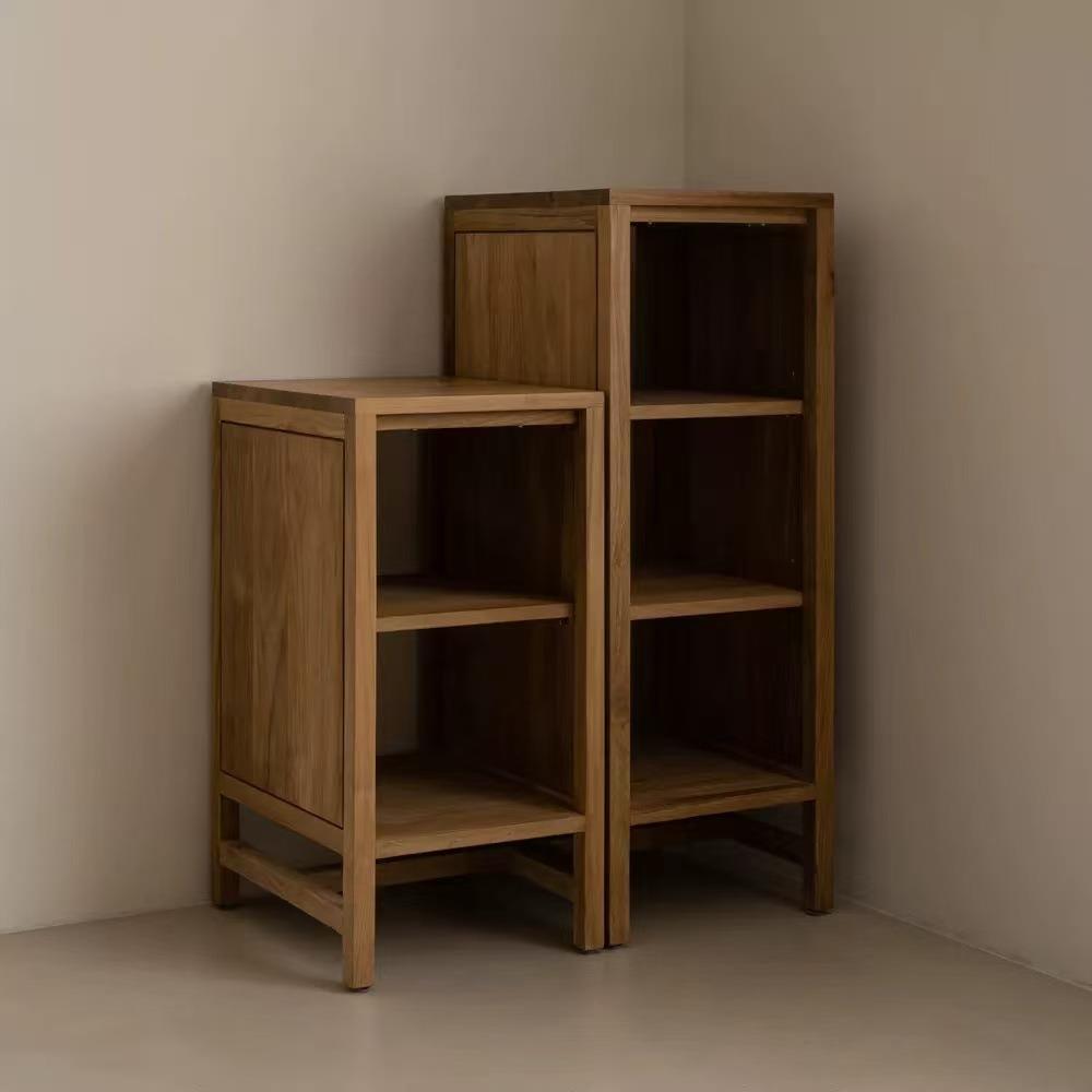 老榆木置物架多层收纳夹缝储物柜客厅展示柜子书架靠墙电视边柜