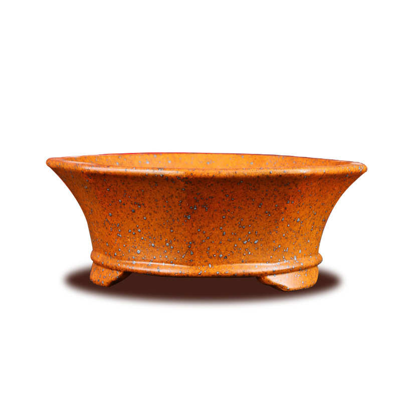 CS22张治诚精品半手工高温柴烧圆盆简约盆景透气吸水养花利器