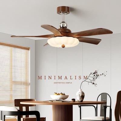 客厅风扇灯法式复古2025新款大风力卧室灯中古风护眼餐厅吊扇灯