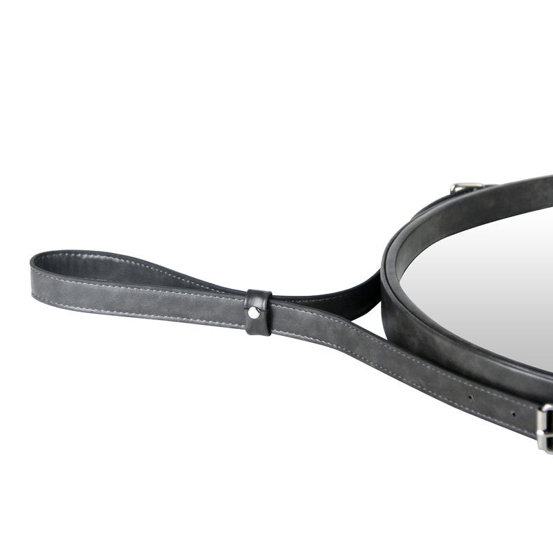 酒店504L镜E皮装革饰镜子洗手间挂镜圆形挂D墙浴室镜化妆镜pu皮