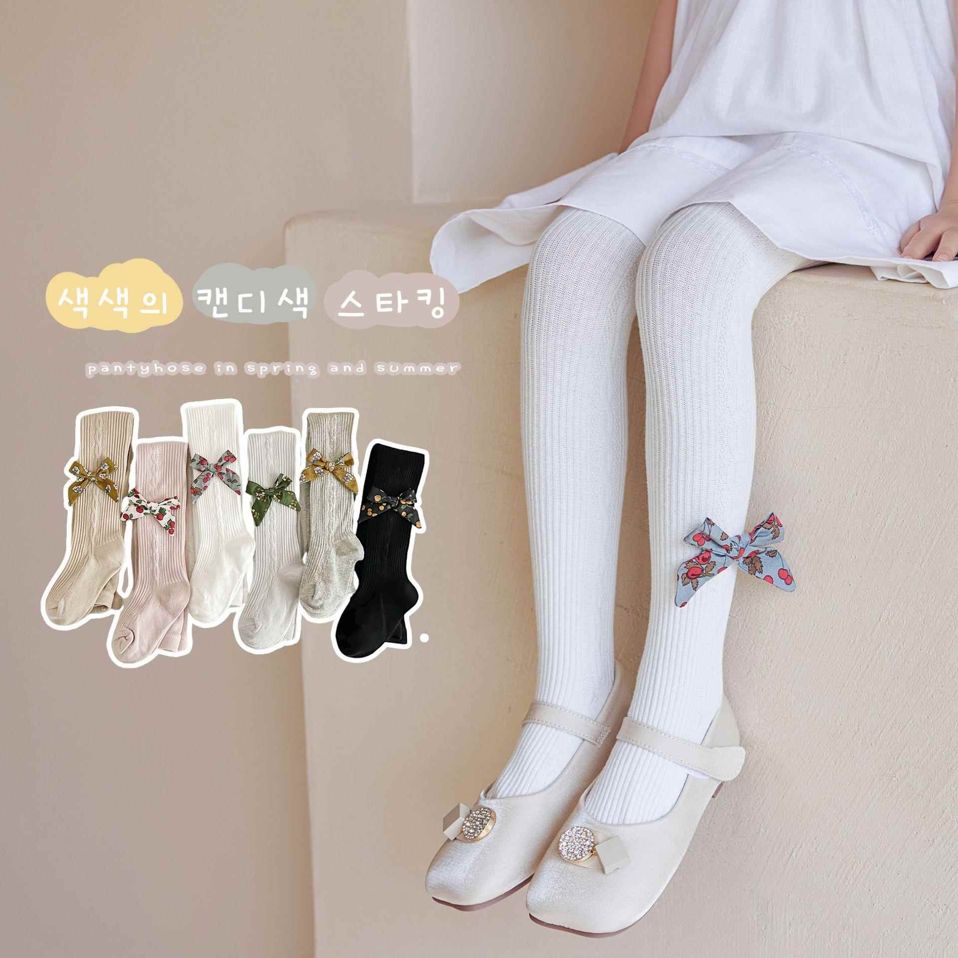 春秋款儿童连裤袜宝宝纯色竖条纹连体袜子女童韩系打底袜女童裤