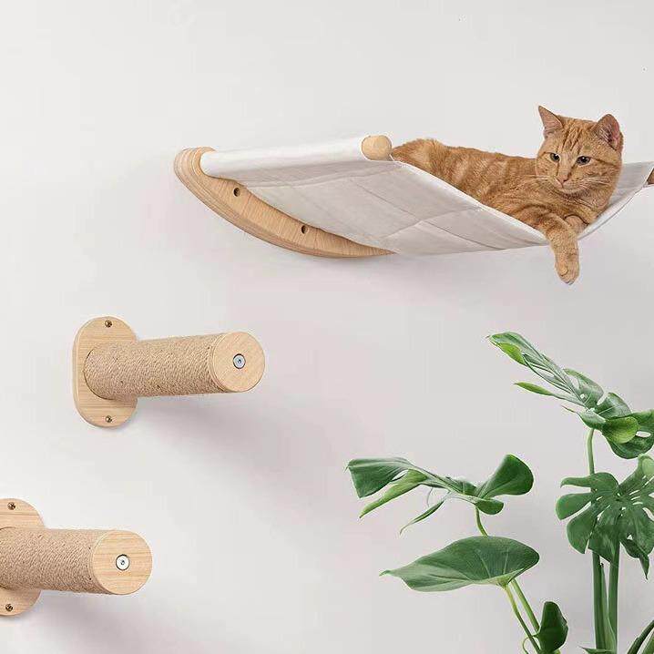 猫爬架新款木制猫爬梯子墙壁挂式多层猫爬架剑麻绳木板楼梯猫咪玩