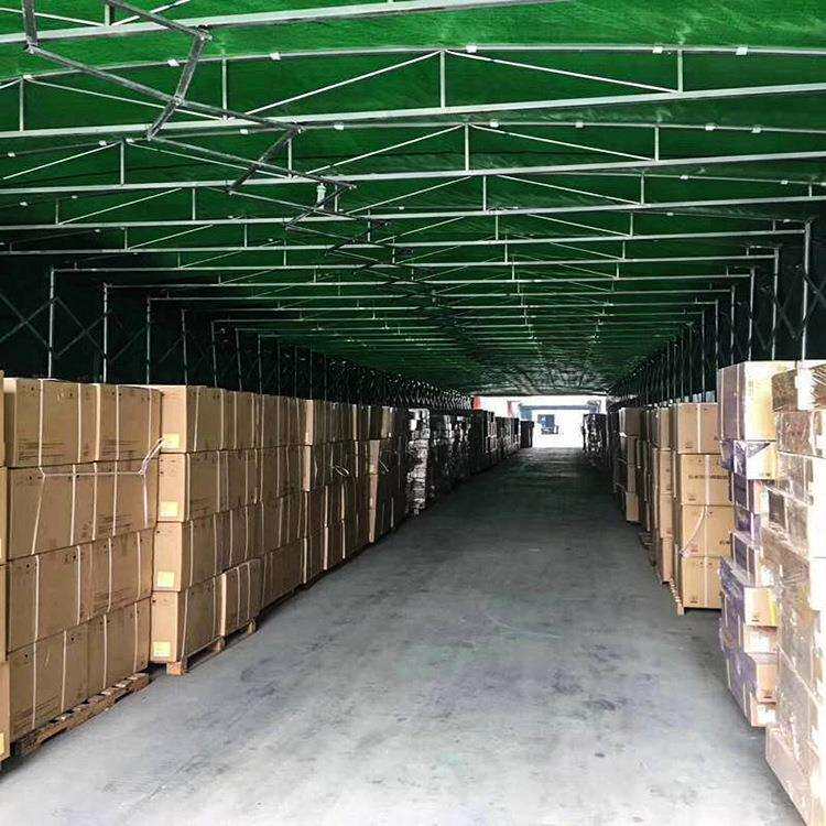 夏季地摊移动伸缩遮雨棚手动推拉钢筋绑扎棚工地防晒防雨伸缩篷