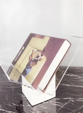 现简约大理石亚克代书架书档1440书报夹摆力样板房售楼处软装件饰