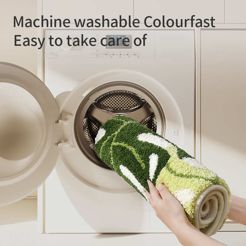 现代简约浴室吸水地垫家用卫生间植绒地毯厕所进门加厚防滑垫