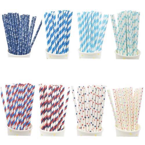 25pcs Christmas Blue Theme paper straws birthday party