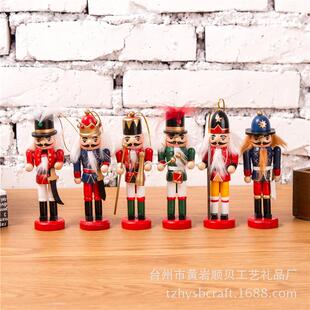 2025年新款 圣诞树配件 12CM胡桃夹子木偶士兵摆件挂件六件套装