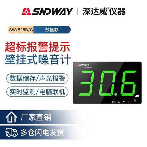 深达威SNDWAYSW-525G壁挂式噪音计分贝仪噪音测试仪环境噪声监
