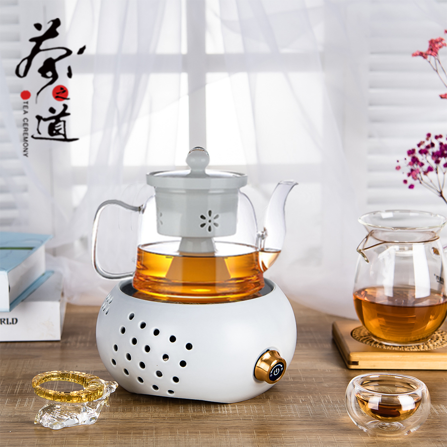 煮茶器玻璃陶瓷电陶炉侧把壶耐高温围炉加热烧水家用茶具套装泡茶