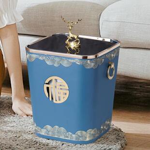 新中式 办ZP0019饰品垃圾桶带盖卧客轻厅家用奢 沙发旁茶几室公室装