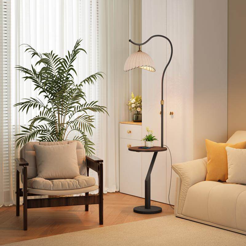中古落地灯现代简约客厅沙发旁置物一体装饰灯卧室沙发床头氛围灯
