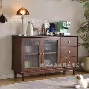 北欧实木餐边柜靠墙一体现代简约茶水柜餐厅移门抽屉收纳储物柜子
