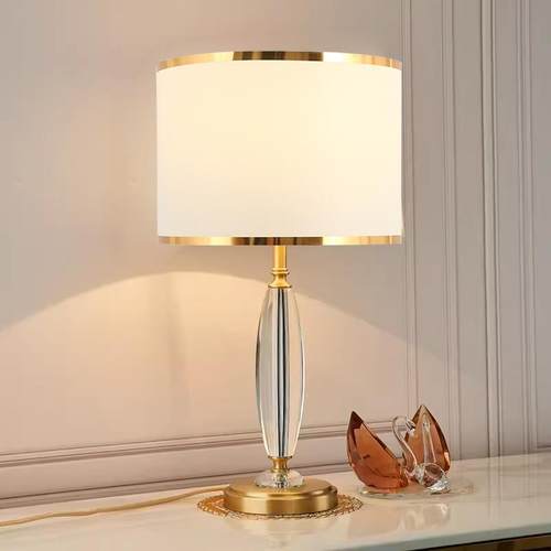 高档美式高端主卧台灯床头灯卧约室客厅简欧级式高感水晶轻者现代