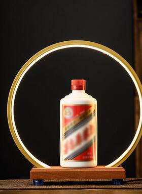 白酒展示架 发光LED灯圈摆件底座 酒庄高档红酒人物佛像装饰摆放