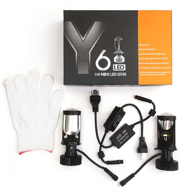 新款 Y6D透镜 汽车LED大灯H4鱼眼小透镜摩托车头灯前照灯远近一体