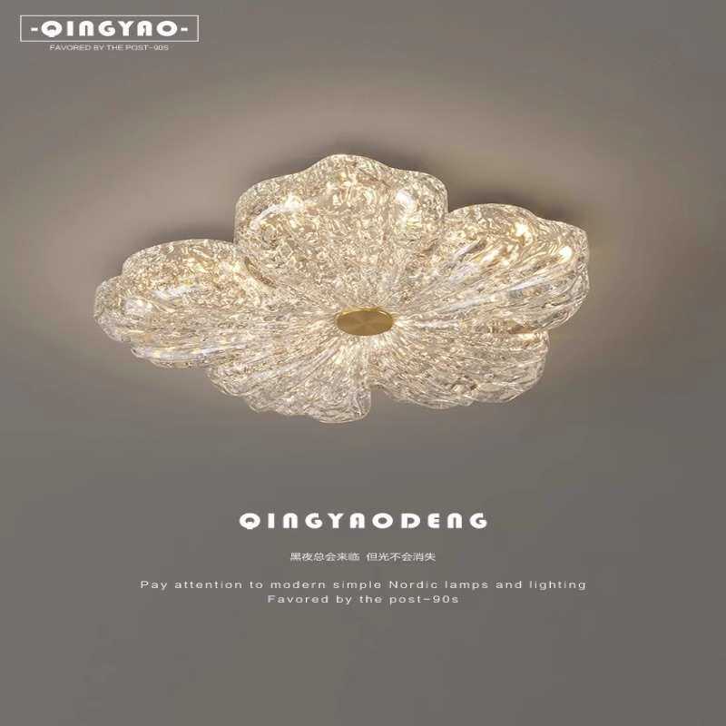 2025新款金箔轻奢创意花朵灯高端树脂主卧室灯护眼卧室铜材吸顶灯,家装灯饰光源,智能吸顶灯,淘宝优惠券,粉丝福利购,淘宝优惠卷
