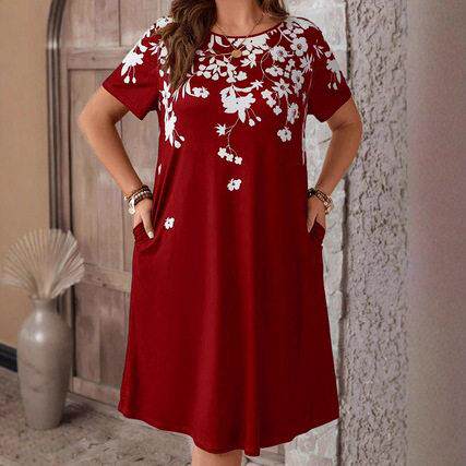 Summer New Plus Size Loose Fit Boho Flowy Dress with