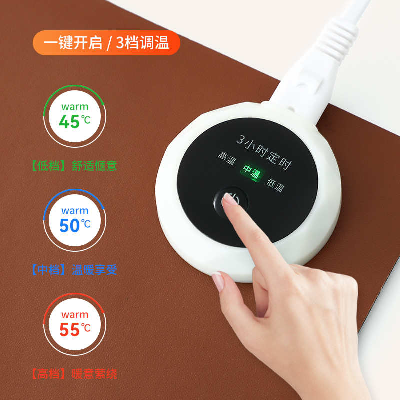 2023暖桌垫工厂办公室冬天暖手桌垫游戏暖手垫防水皮革鼠标加热垫