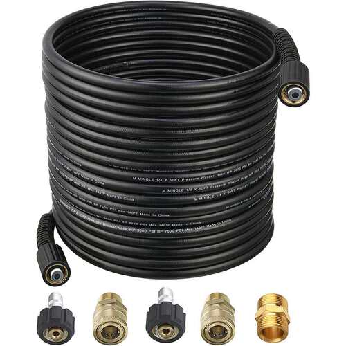 1/4英寸15米压力清洗软管高压清洗水管M2214mm配件4000PSI