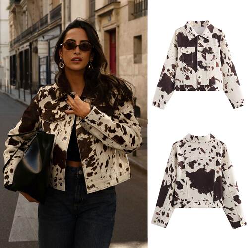 Women's printed woolen jacket