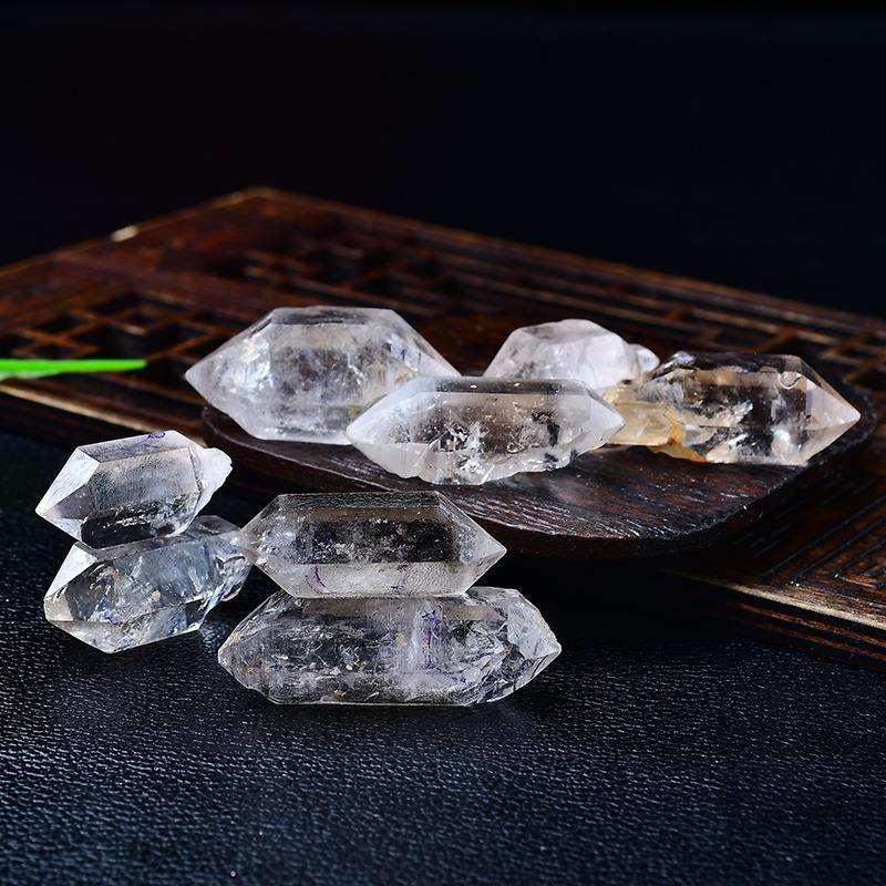 天然白水晶六棱柱原石摆件水胆流沙矿物晶体闪灵钻赫尔基蒙