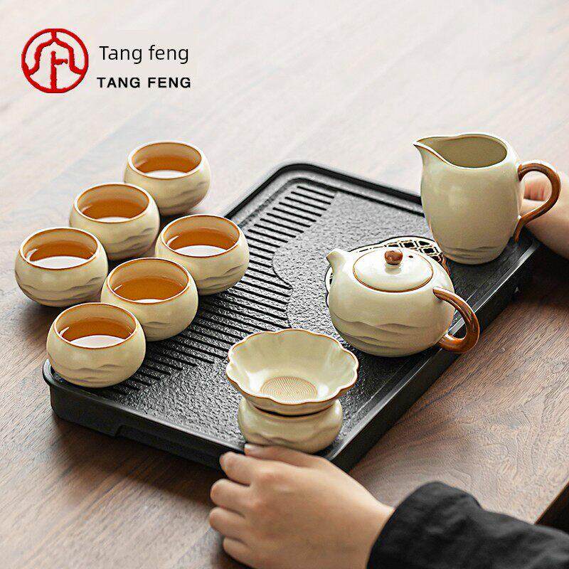 汝窑功夫茶具套装2025新款年轻人小茶台一整套茶杯茶盘泡茶专用