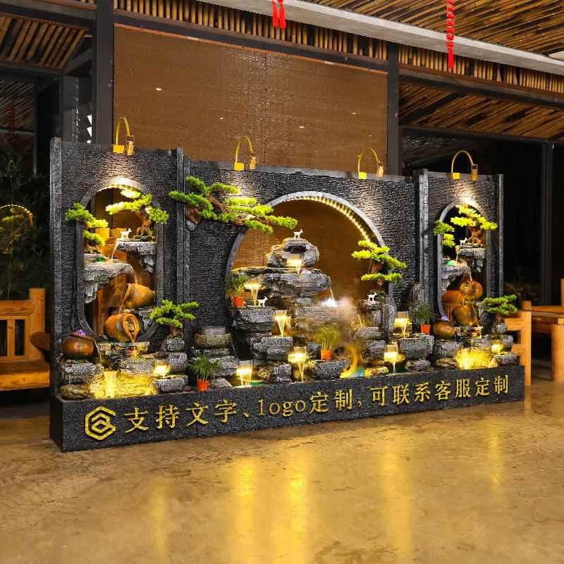 BGV山水幕流水墙屏风假喷泉户外景观花园庭院办公室环水景鱼池摆