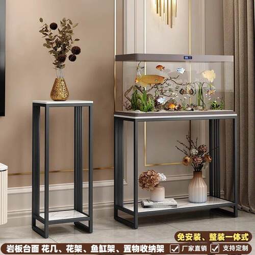 现代鱼缸架花架子客厅装饰置物架摆件花几家用边几侧边柜长方形桌