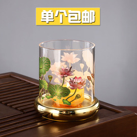 熙曼蒂防风烛台玻璃罩酥油灯，灯座家用供佛长明灯，佛灯莲花蜡烛台