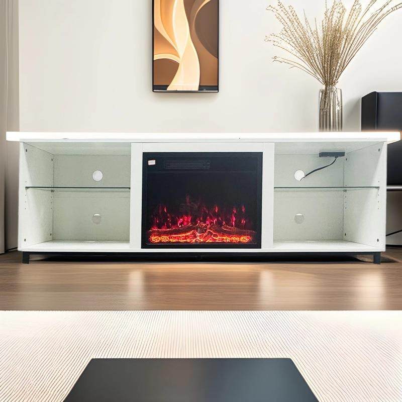 跨境实木家居家用客厅电视柜嵌入式装饰壁炉仿真火焰加热收纳柜