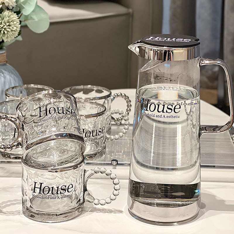 ins风高级感玻璃水杯家用客厅待客用喝水杯茶杯耐热杯具水具套装,餐饮具,冷水壶,淘宝优惠券,粉丝福利购,淘宝优惠卷