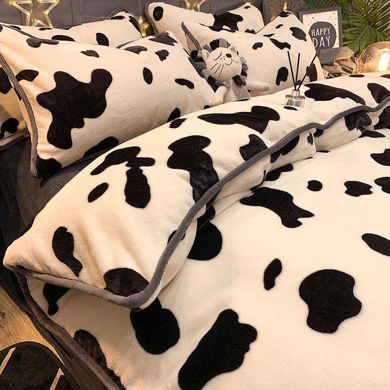 冬天加绒双面牛奶法兰绒被套单件冬季加厚珊瑚绒毛茸男被罩三件套