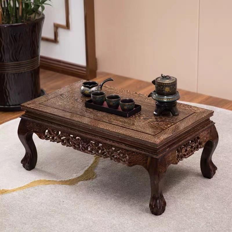 实木小茶几鸡翅木虎脚正方长方飘窗矮桌中式红木榻榻米茶几炕桌
