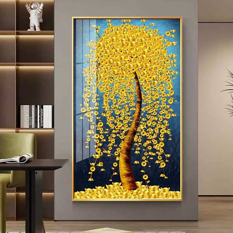 入户玄关正对门装饰画北欧轻奢走廊壁画现代简约立体竖版晶瓷挂画图片