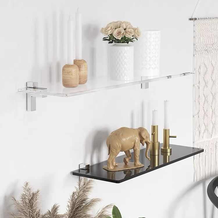 透明架上隔板墙面壁挂打孔力展示架置物装饰墙免亚克书架厨房