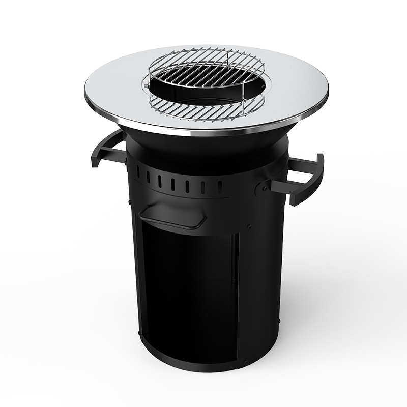 现货欧式庭院围炉取暖烧烤炉立式燃木柴火炉多功能暖炉花园火炉