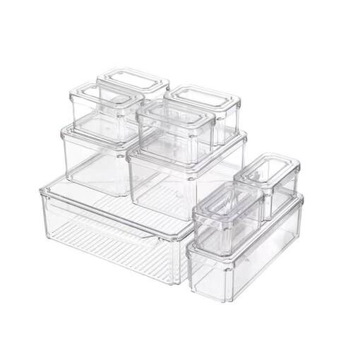 PET家用冰箱透明保鲜盒零食果蔬厨房带盖收纳盒储物冷冻密封置物