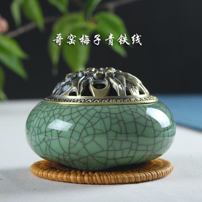 高档销龙泉青瓷香炉陶瓷佛具三足耳仿古合促金香熏无炉檀香线薰炉
