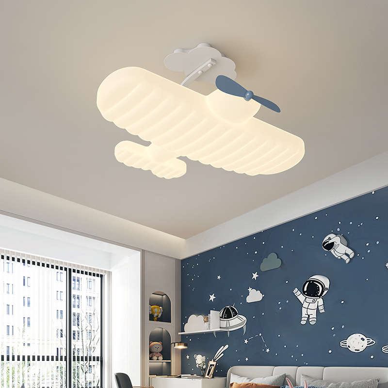 儿童房卧室吸顶灯全光谱护眼卧室灯具广东中山奶油风男女孩飞机灯