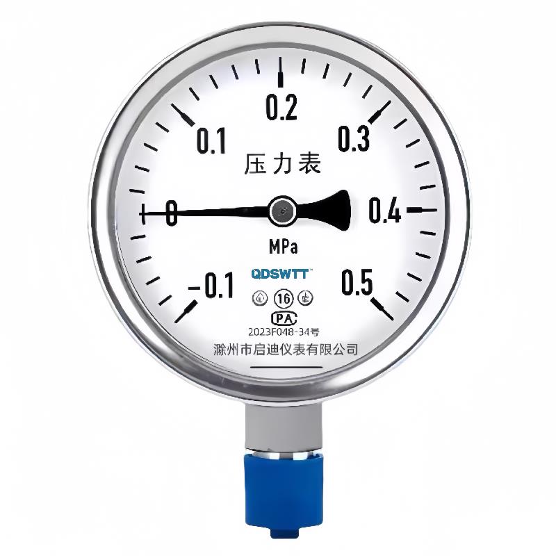 YT-100不锈钢真空压力表1.6级量程-0.1-0-1.5MPA安装螺纹M20*1.5