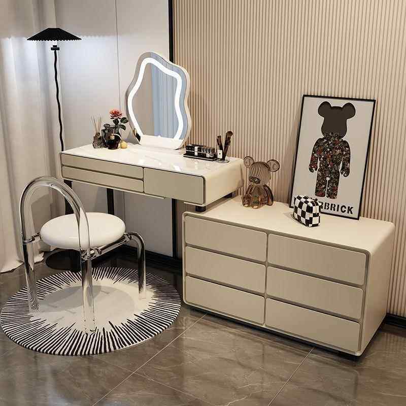 2024奶妆油风岩实木梳台床头台柜一体网红伸缩化妆卧室GOL现板代
