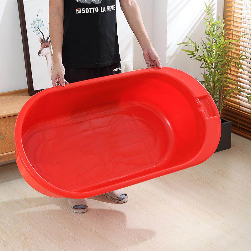 洗澡盆成人儿童家用超大号长方形家用水产养殖盆泡长盆椭圆红色盆