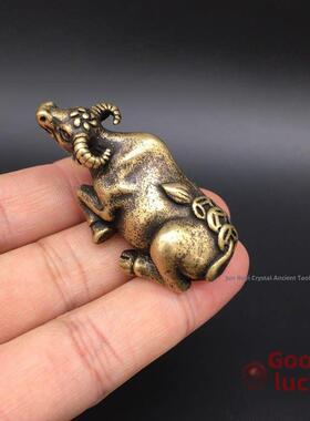 实心铜生肖牛铜牛小牛铜柄片镇纸浣熊牛镇纸小水牛装饰品