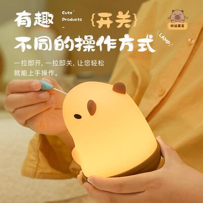 卡皮巴拉小夜灯拉绳开关Capibala Nightlight 鼻涕豚卧室氛围灯