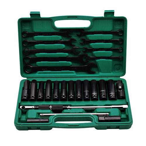 27件套汽修工具套装棘轮扳手套筒工具批头组合工具旋转杆套装