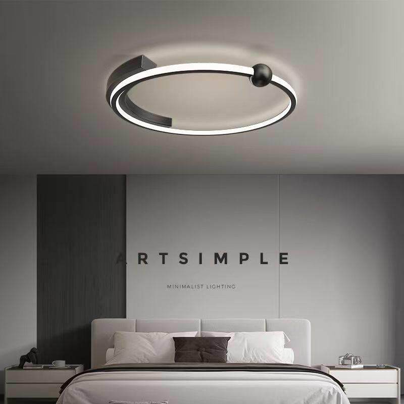 极简卧室灯 吸顶灯现代简约北欧led房间主卧室灯轻奢圆形饭厅灯具