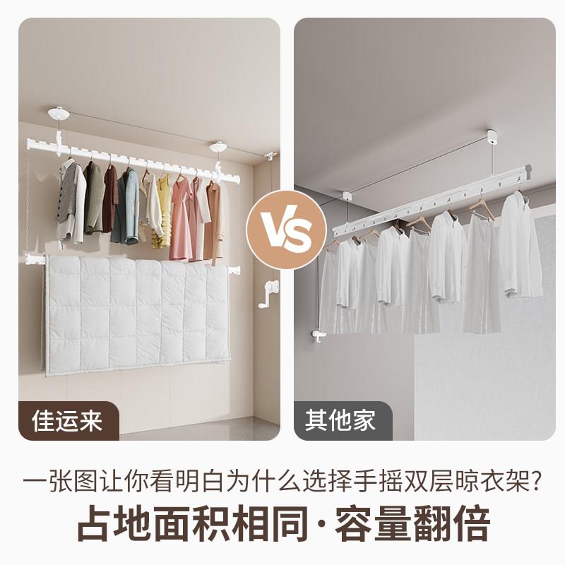2026新款阳台装衣架手SY05摇家用手动升降双侧侧晾边挂固定式晾衣