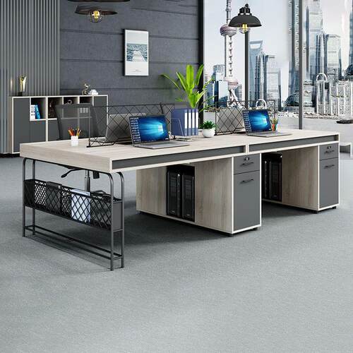 工业风办公桌储物四六职员桌2/4/6人位员工卡位创意电脑桌椅新品