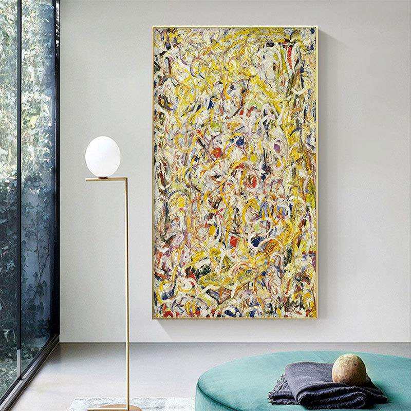 杰克逊波洛克抽象艺术装饰画泼墨工业风油画挂画酒店名画玄关壁画