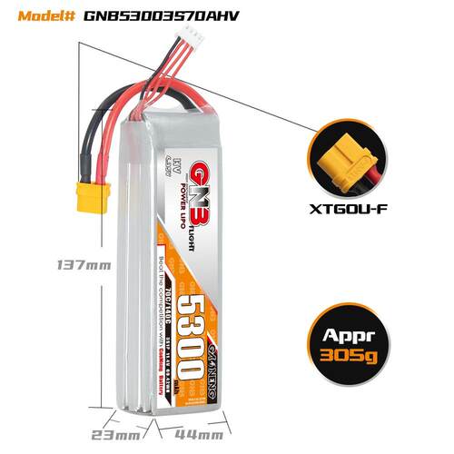 GNB高能5300mAh 3S 11.4V 70C HV遥控攀爬车模型船模RC锂离子电池